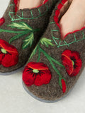 Slippers sheep wool 100% WIDE red poppy chuni women