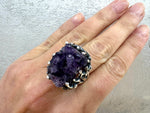 Silver 925 Earrings Ring amethyst drusy