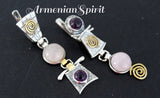 Earrings silver 925 Gold plated Agate Armenian Spirit