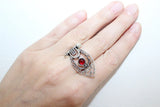 Earrings Sterling silver 925 filigree with red quartz Handmade Armenian