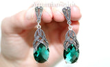 Royal blue topaz earrings marcasite jewelry Sterling silver 925