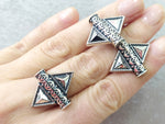 Set Ring Earrings rhombus Silver 925