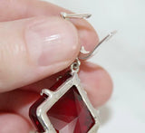 Wine red jewelry Set earrings and ring SILVER 925 Marcasite