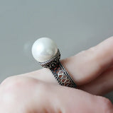 Earrings White lab pearl Sterling Silver 925