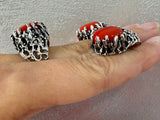 Set Earrings Ring silver 925 orange agate