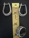 Set Ring Earrings floral Silver 925
