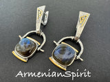 Elevate your style with the exquisite Labradorite natural gem dangle earrings from Armenian Spirit jewelry store. Crafted with high quality sterling silver 925, these earrings will complement any outfit, especially a blue dress for your next vacation. As a birthstone for bringing love, enjoy free shipping worldwide and discounts.
