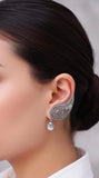 Single earring for left ear Stud with white pearl filigree