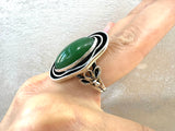 Ring earring green jade silver 925