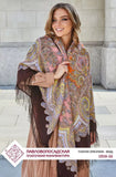 57” Shawl 100% merino wool scarf brown orange 1916