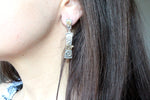 Earrings ring jewelry set labradorite blue Silver 925 gold plated