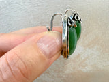 Ring earring green jade silver 925