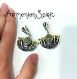 Natural pirite RING semi circle SILVER and Gold plated jewelry