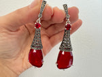 Earrings Silver 925 Blue topaz marcasite