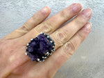 Silver 925 Earrings Ring amethyst drusy