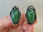 Ring earring green jade silver 925