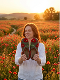 Slippers sheep wool 100% WIDE red poppy chuni women