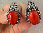 Set Earrings Ring silver 925 orange agate