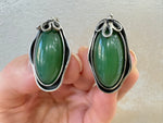 Ring earring green jade silver 925