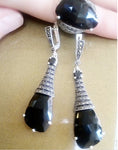 Earrings Silver 925 Blue topaz marcasite