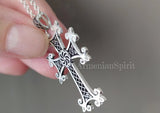Armenian men thick cross made from sterling silver 925 and with arevakhach symbol eternity wheel. 