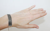 Armenian prayer Our Father on the bracelet made from sterling silver 925 and eight pointed cross in the center.