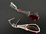 Earrings Silver 925 Blue topaz marcasite