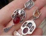 Silver 925 Pendant earrings ring Pomegranate