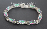 Opal bracelet with silver accents on a dark background, featuring the brand 'Armenian Spirit'.