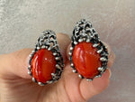 Set Earrings Ring silver 925 orange agate