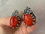 Set Earrings Ring silver 925 orange agate