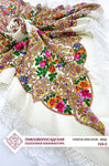 58'' square scarf 100% merino wool shawl white yellow Floral Shawl 928