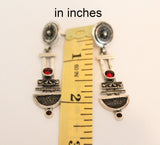 Earring studs with red garnet 2 inches