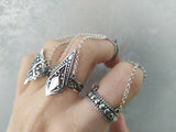 Armenian sterling silver 925 stamped jewelry. This set of Armenian double rings is inspired by Western Armenia taraz outfit, adding an ethnic boho flair to any look. Perfect for daraz dress matching and dancing ensembles, it also makes a thoughtful gift. Buy rich ethnic jewellery made of precious metal.

