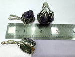 Silver 925 Earrings Ring amethyst drusy