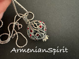 Pomegranate Pendant zircons Silver 925