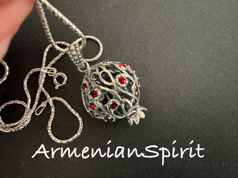 Pomegranate Pendant zircons Silver 925