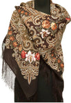 49” Shawl 100 % merino wool scarf brown 1417-17