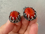 Set Earrings Ring silver 925 orange agate