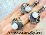 Ring earring agate sterling silver 925