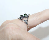 Thumb ring Sterling silver 925 green stones