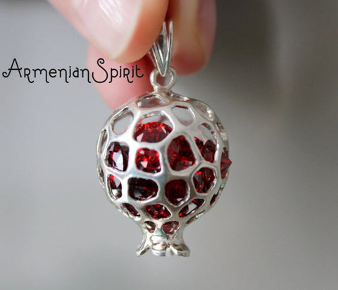 Pomegranate Pendant zircons Silver 925
