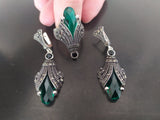Green jewelry set with marcasite