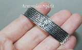 Armenian Our Father prayer on the bracelet`s plate made from sterling silver 925 and Armenian Spirit title.