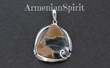 Pendant Silver 925 brown black agate