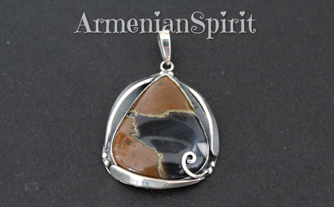 Pendant Silver 925 brown black agate