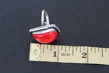 Silver 925 Ring red artificial coral