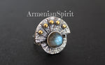 Labradorite blue Earrings ring Silver 925 Armenian Spirit