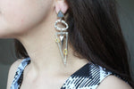 Modern Earrings very long Sterling silver 925 gold plated