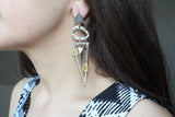 Modern Earrings very long Sterling silver 925 gold plated